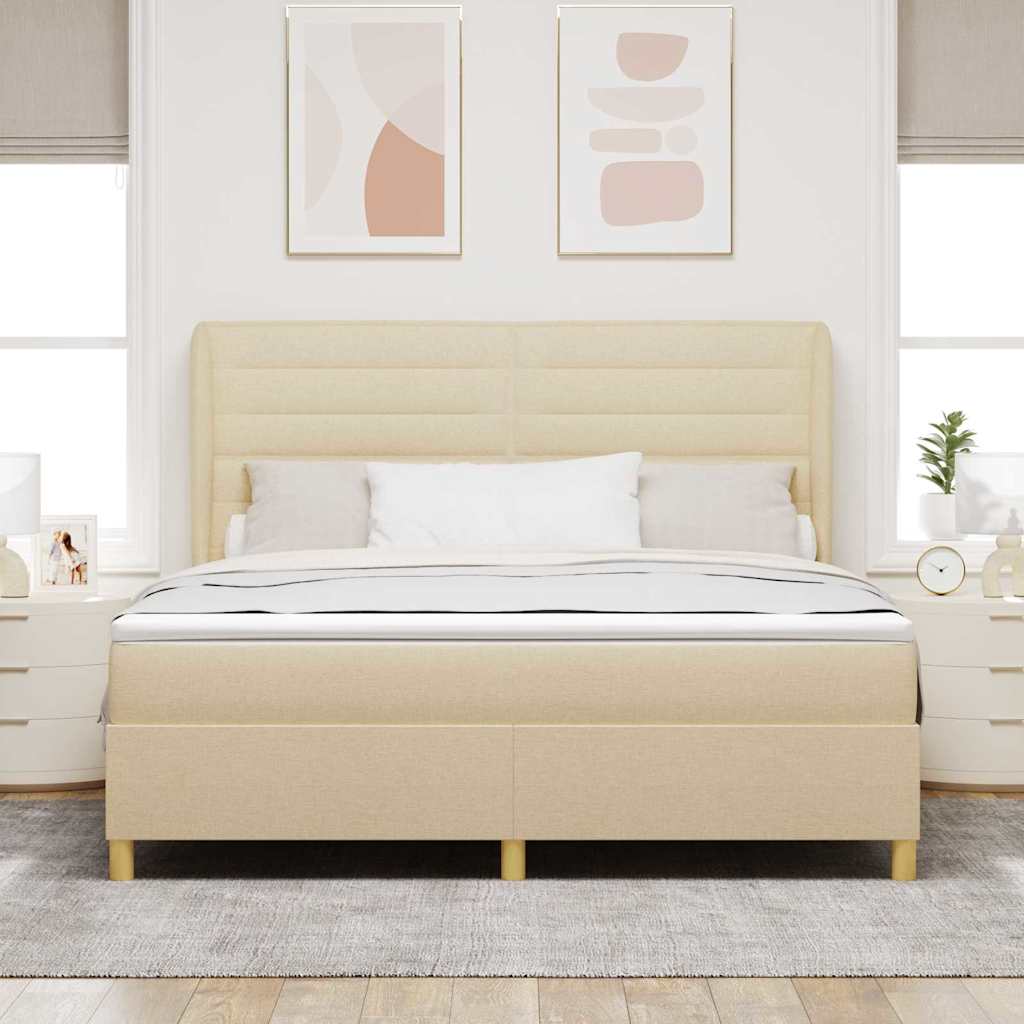 Letto a molle con materasso Crema 200 x 180 cm Tessuto