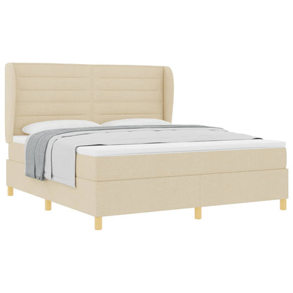 Letto a molle con materasso Crema 200 x 180 cm Tessuto