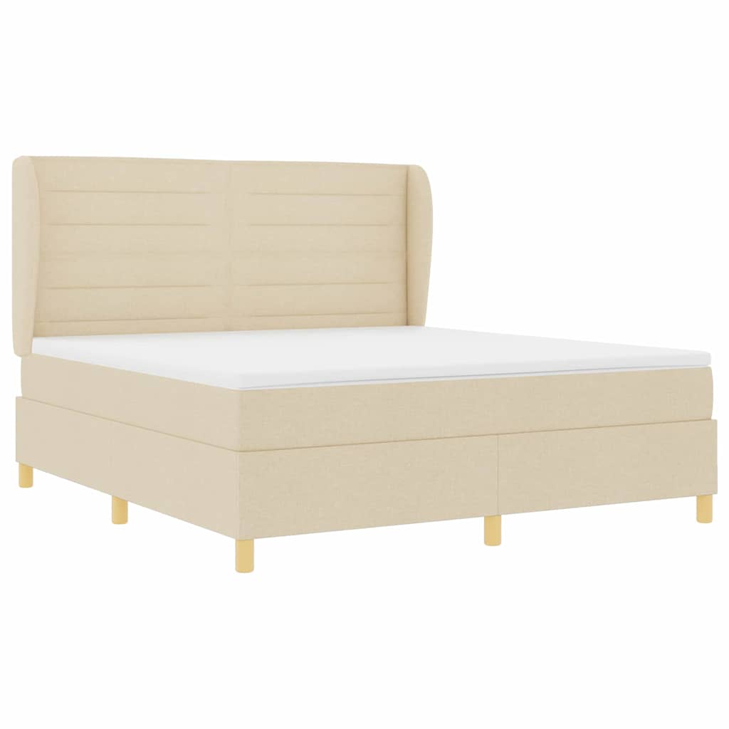 Letto a molle con materasso Crema 200 x 180 cm Tessuto