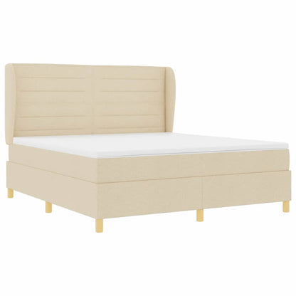 Letto a molle con materasso Crema 200 x 180 cm Tessuto