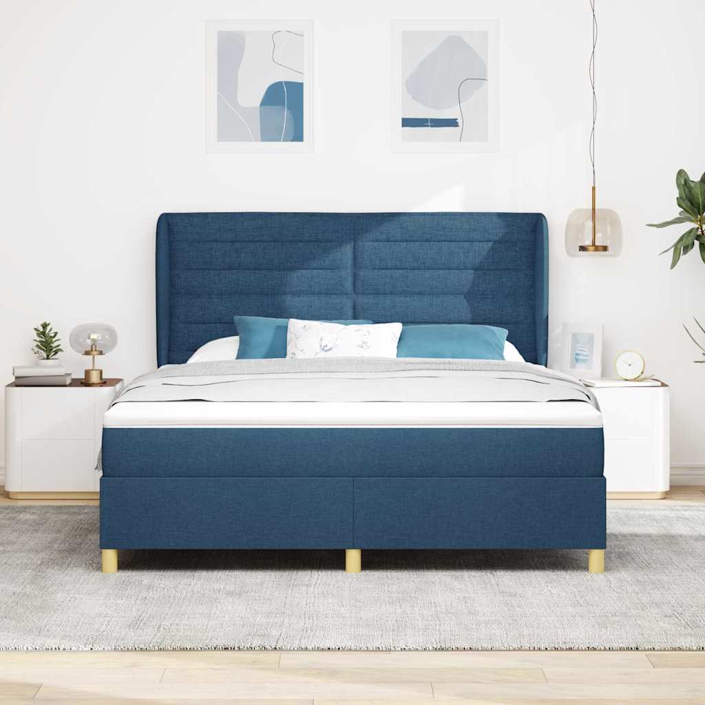 Letto a molle con materasso Blu 200 x 180 cm Tessuto