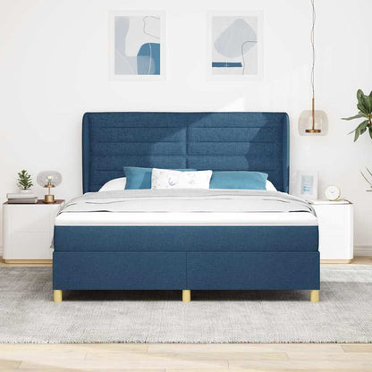 Letto a molle con materasso Blu 200 x 180 cm Tessuto