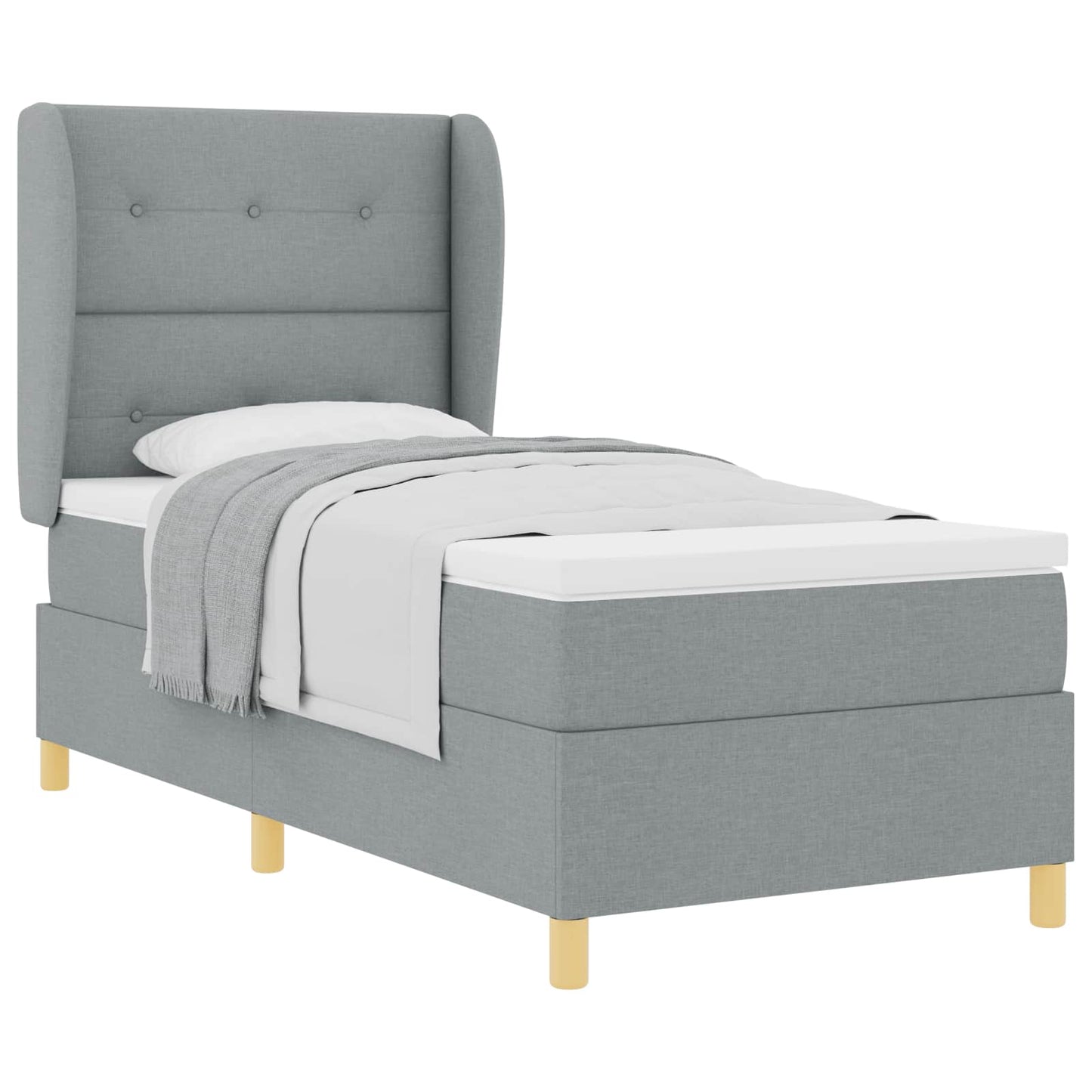 Letto a molle con materasso Grigio chiaro 200 x 80 cm Tessuto