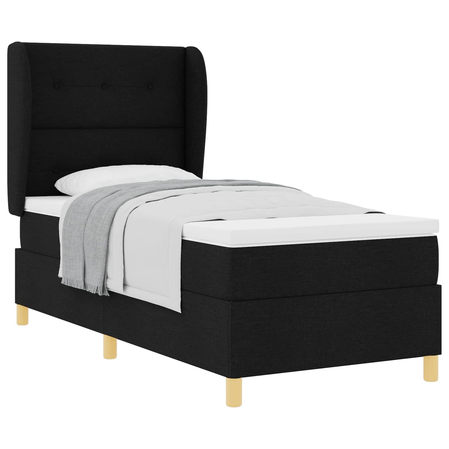 Letto a molle con materasso Nero 200 x 80 cm Tessuto