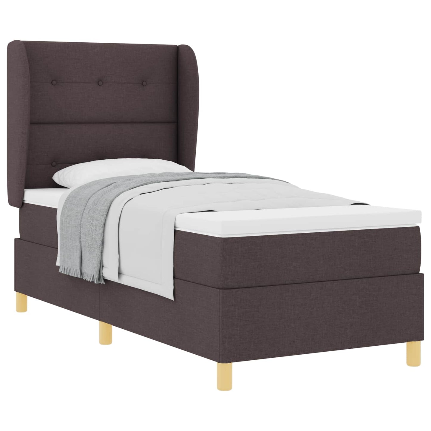 Letto a molle con materasso Marrone Scuro 200 x 80 cm Tessuto