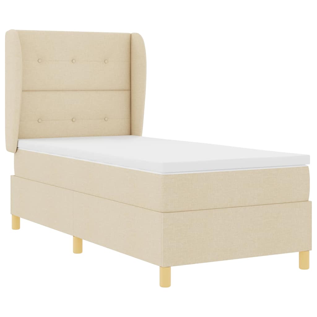 Letto a molle con materasso Crema 200 x 80 cm Tessuto