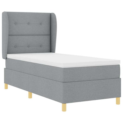 Letto a molle con materasso Grigio chiaro 190 x 90 cm Tessuto