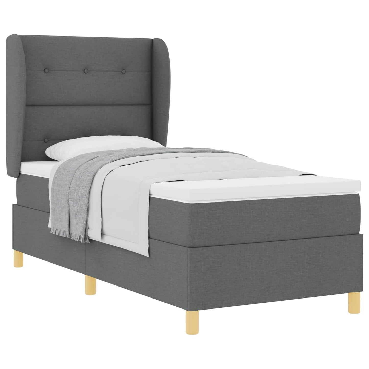 Letto a molle con materasso Grigio scuro 190 x 90 cm Tessuto