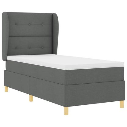 Letto a molle con materasso Grigio scuro 190 x 90 cm Tessuto