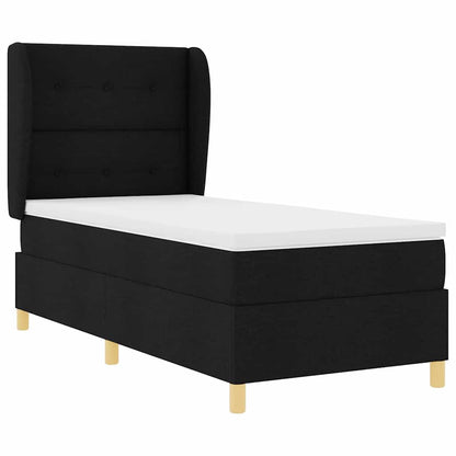 Letto a molle con materasso Nero 190 x 90 cm Tessuto