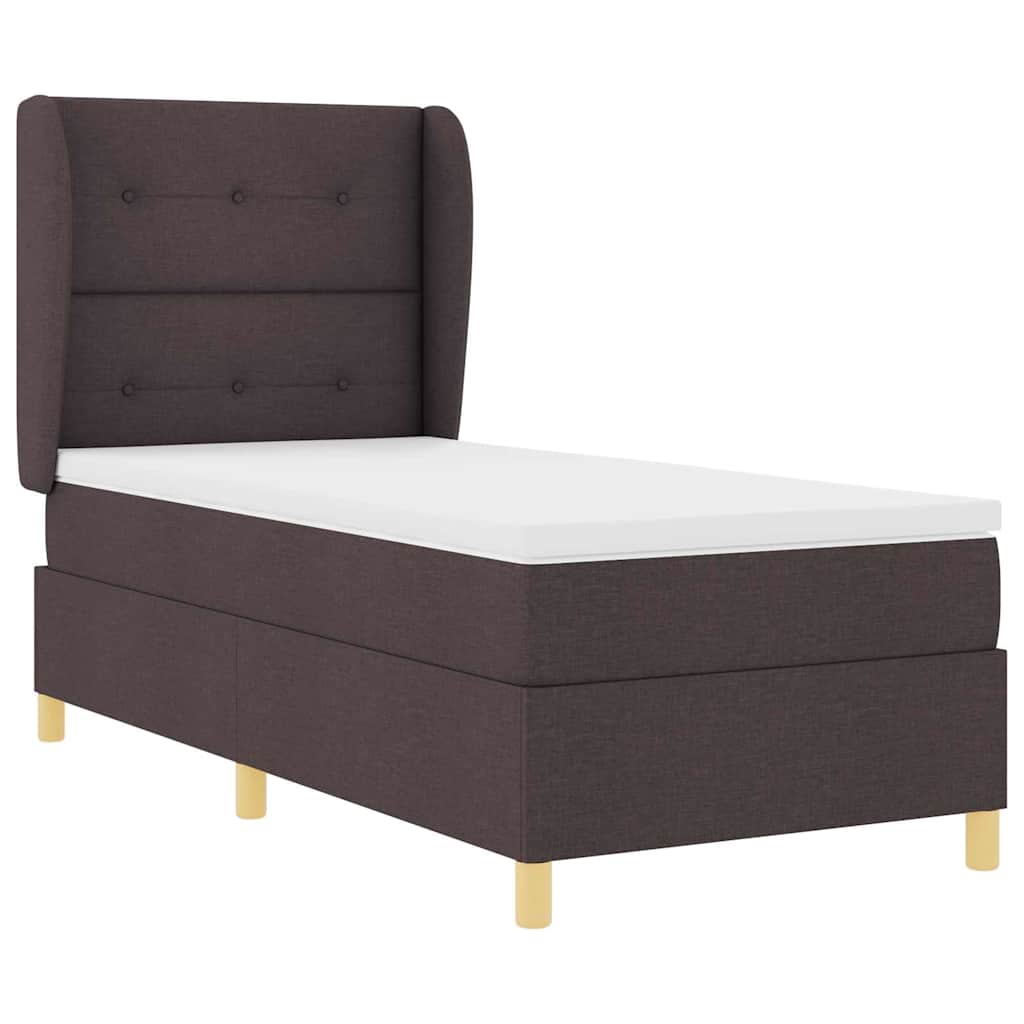 Letto a molle con materasso Marrone Scuro 190 x 90 cm Tessuto