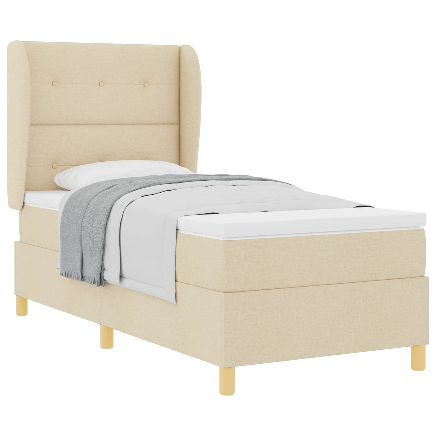 Letto a molle con materasso Crema 190 x 90 cm Tessuto