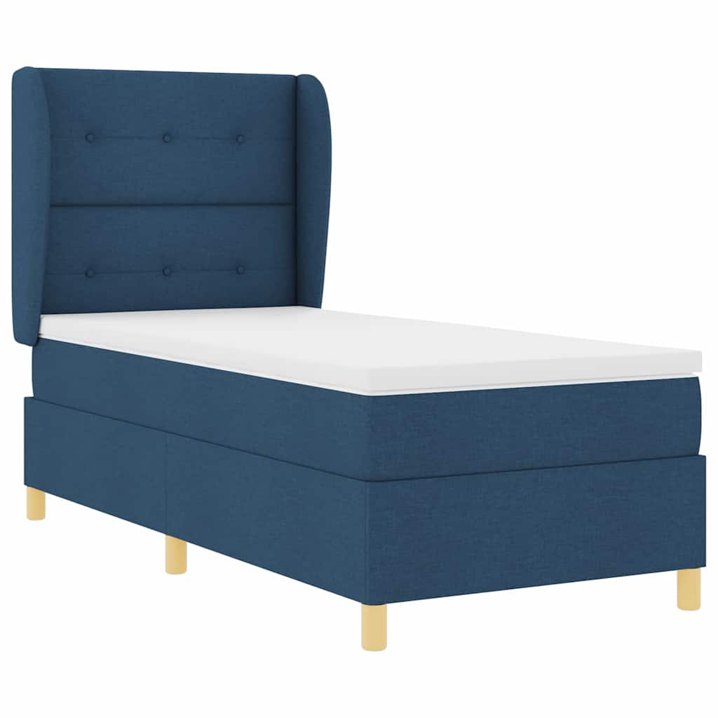 Letto a molle con materasso Blu 190 x 90 cm Tessuto
