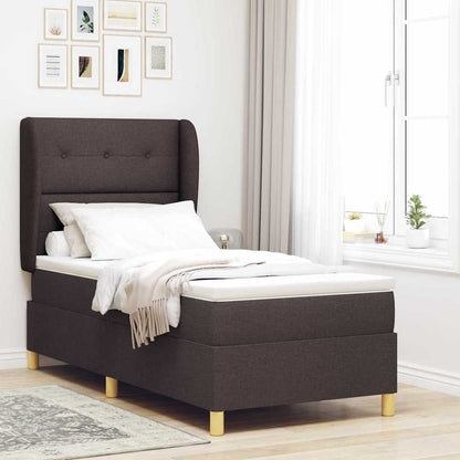 Letto a molle con materasso Marrone Scuro 200 x 90 cm Tessuto