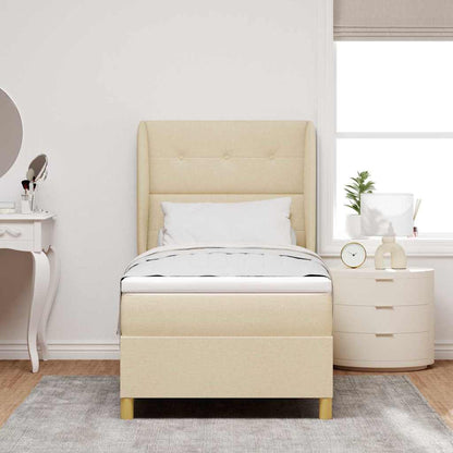 Letto a molle con materasso Crema 200 x 90 cm Tessuto