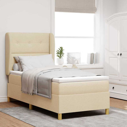 Letto a molle con materasso Crema 200 x 100 cm Tessuto