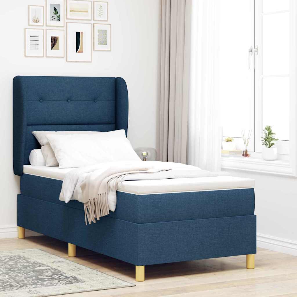 Letto a molle con materasso Blu 200 x 100 cm Tessuto