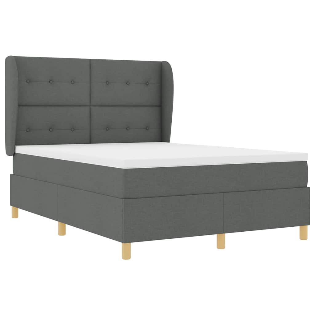 Letto a molle con materasso Grigio scuro 190 x 140 cm Tessuto