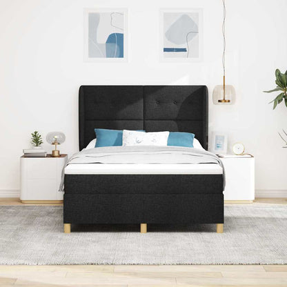 Letto a molle con materasso Nero 190 x 140 cm Tessuto