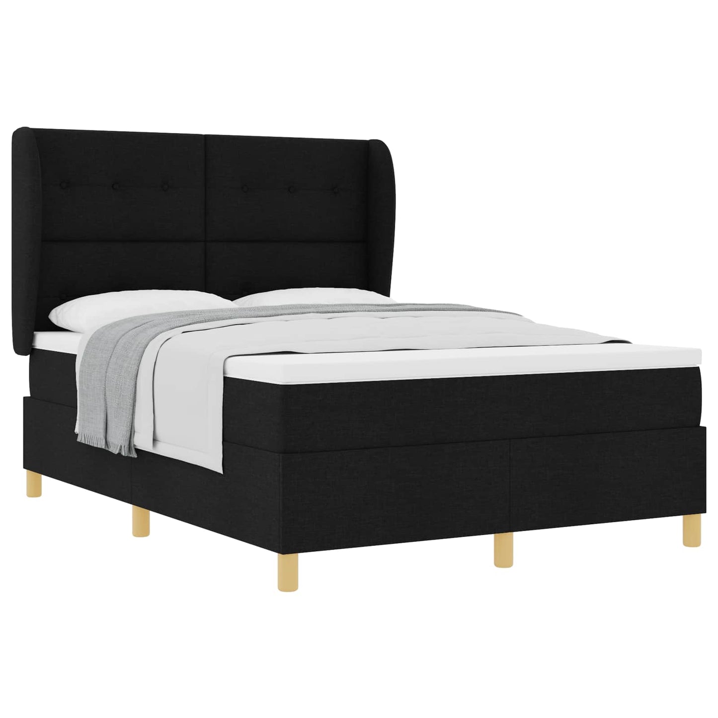 Letto a molle con materasso Nero 190 x 140 cm Tessuto