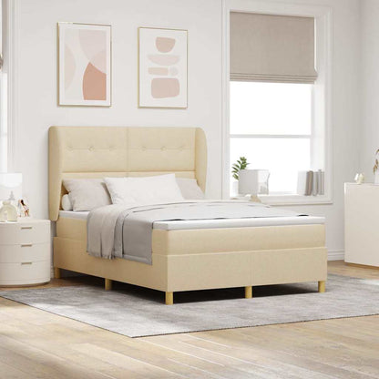 Letto a molle con materasso Crema 190 x 140 cm Tessuto