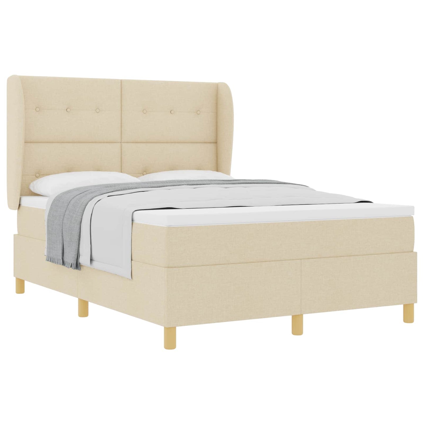 Letto a molle con materasso Crema 190 x 140 cm Tessuto