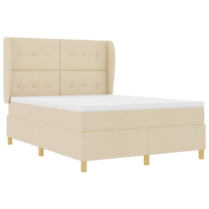 Letto a molle con materasso Crema 190 x 140 cm Tessuto