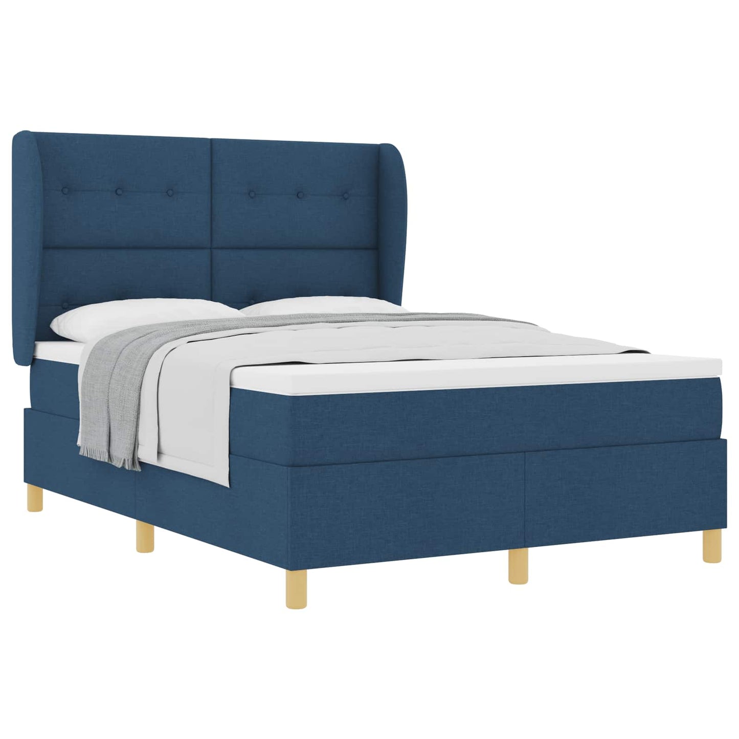Letto a molle con materasso Blu 190 x 140 cm Tessuto