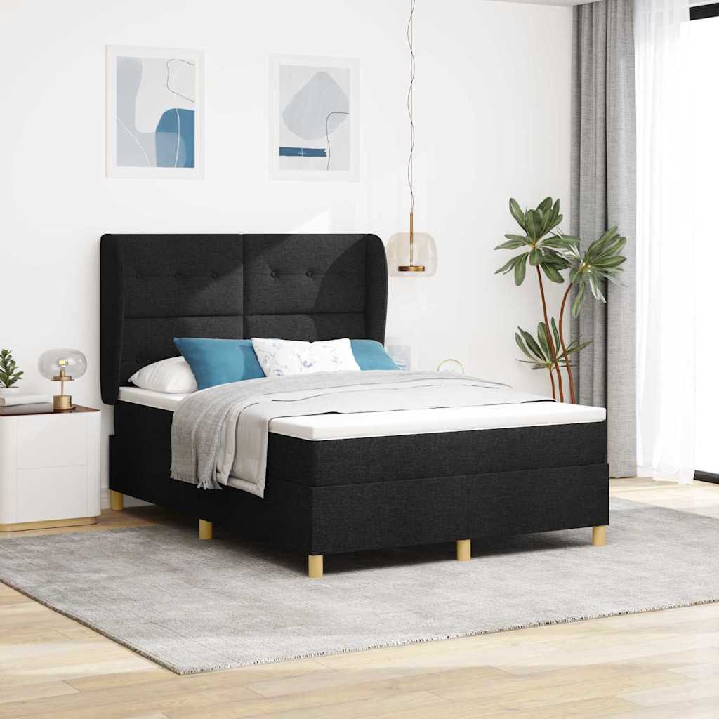 Letto a molle con materasso Nero 200 x 140 cm Tessuto