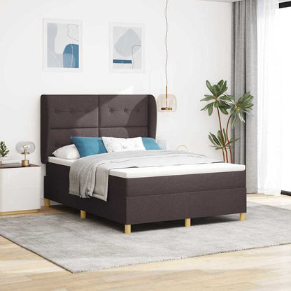 Letto a molle con materasso Marrone Scuro 200 x 140 cm Tessuto