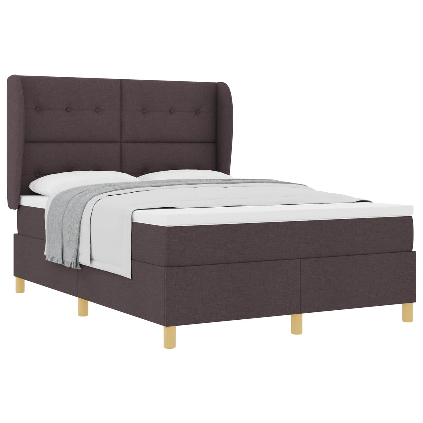 Letto a molle con materasso Marrone Scuro 200 x 140 cm Tessuto