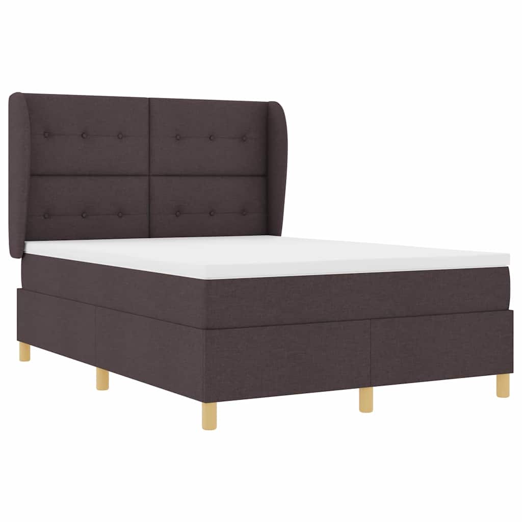 Letto a molle con materasso Marrone Scuro 200 x 140 cm Tessuto