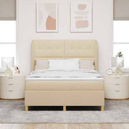 Letto a molle con materasso Crema 200 x 140 cm Tessuto