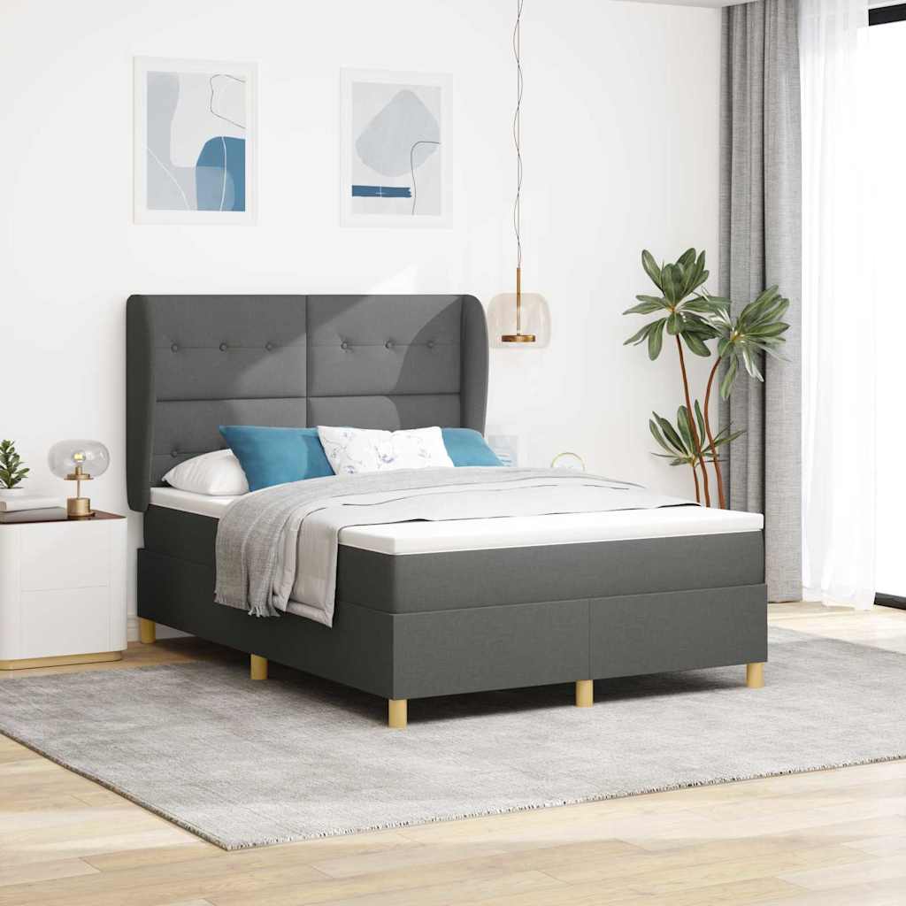 Letto a molle con materasso Grigio scuro 200 x 160 cm Tessuto