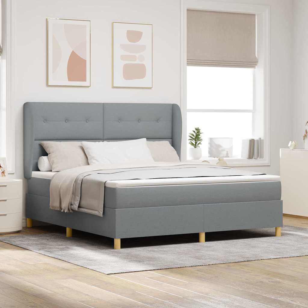 Letto a molle con materasso Grigio chiaro 200 x 180 cm Tessuto