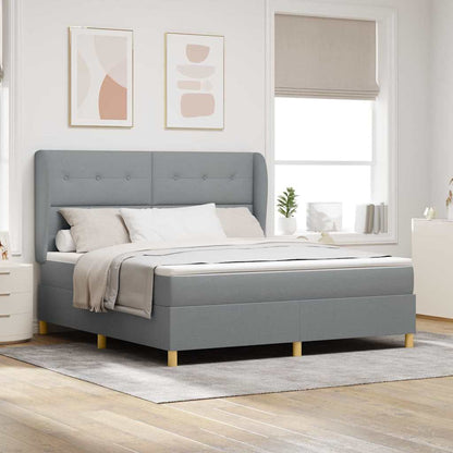 Letto a molle con materasso Grigio chiaro 200 x 180 cm Tessuto