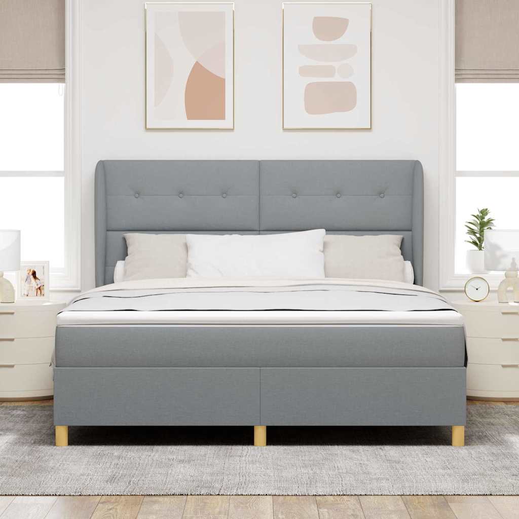 Letto a molle con materasso Grigio chiaro 200 x 180 cm Tessuto