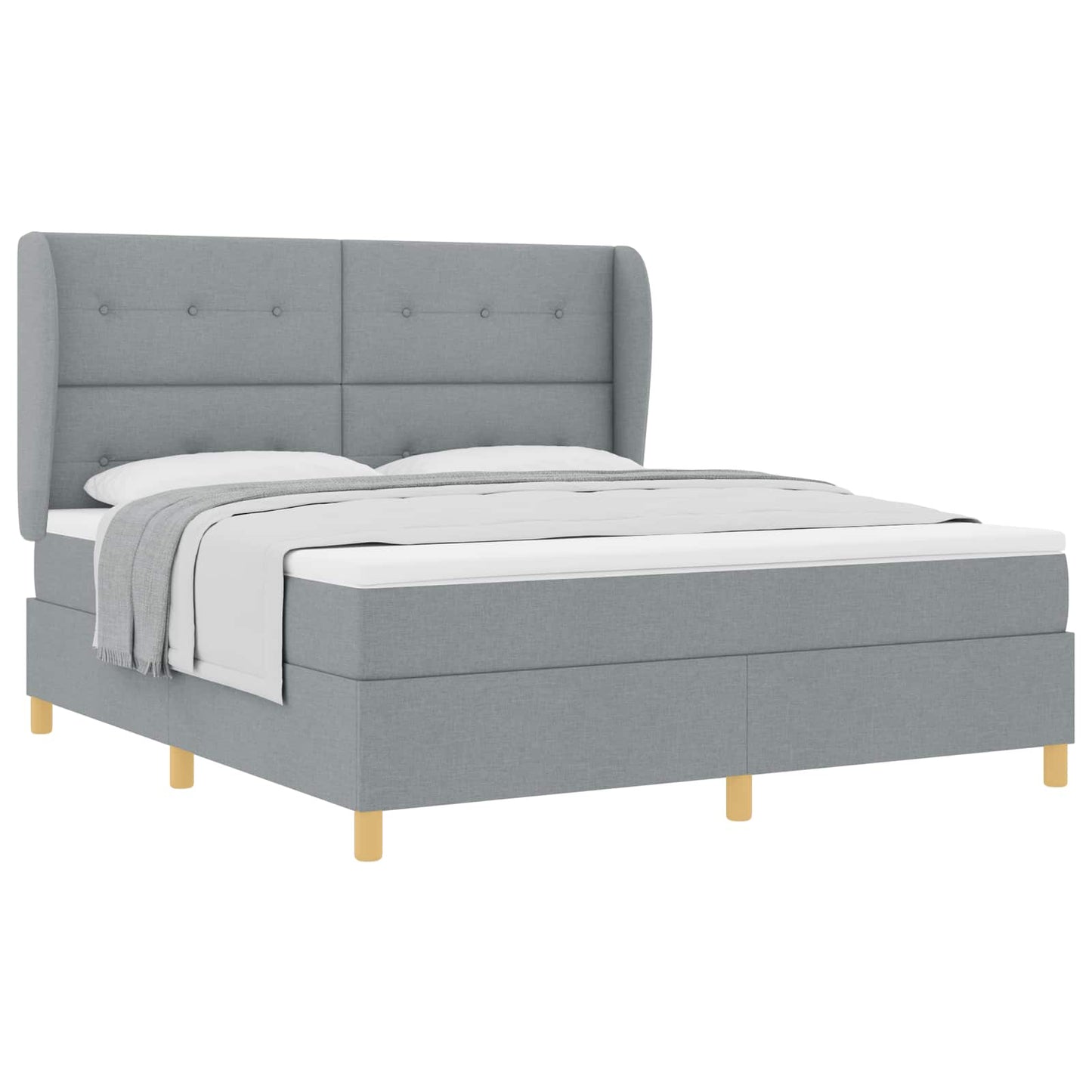Letto a molle con materasso Grigio chiaro 200 x 180 cm Tessuto