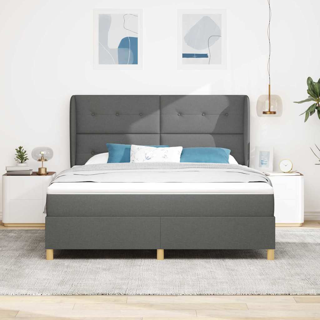 Letto a molle con materasso Grigio scuro 200 x 180 cm Tessuto