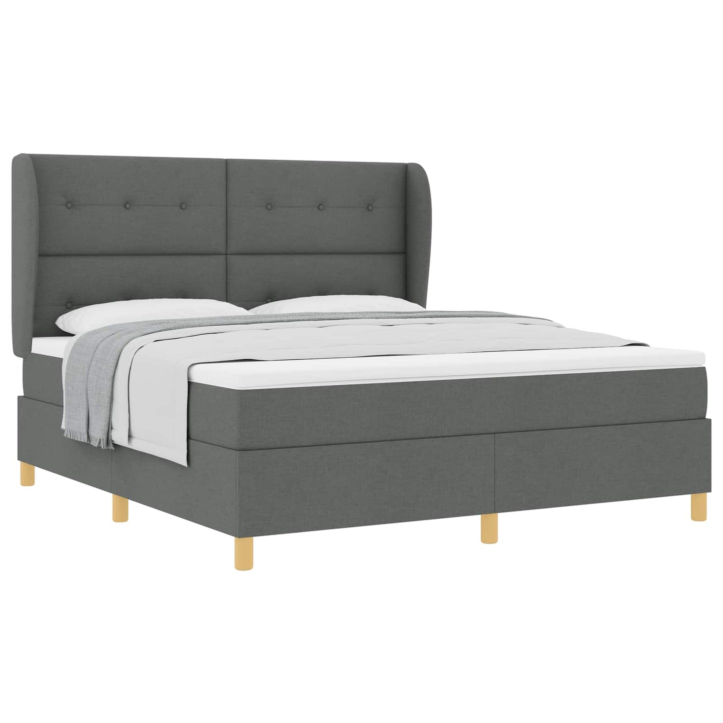 Letto a molle con materasso Grigio scuro 200 x 180 cm Tessuto