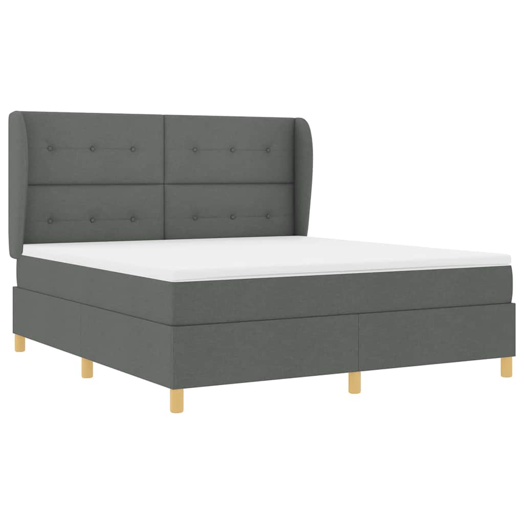 Letto a molle con materasso Grigio scuro 200 x 180 cm Tessuto