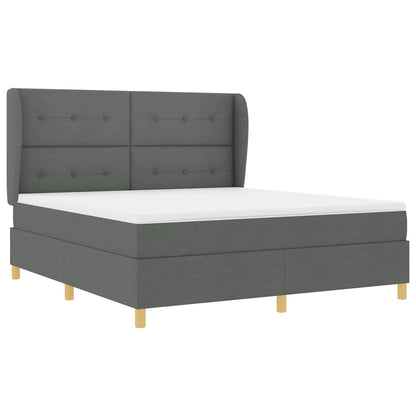 Letto a molle con materasso Grigio scuro 200 x 180 cm Tessuto