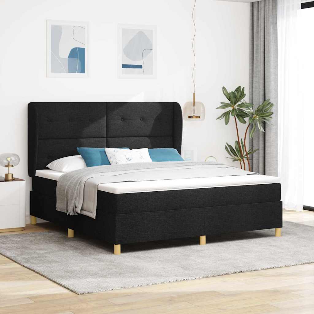 Letto a molle con materasso Nero 200 x 180 cm Tessuto