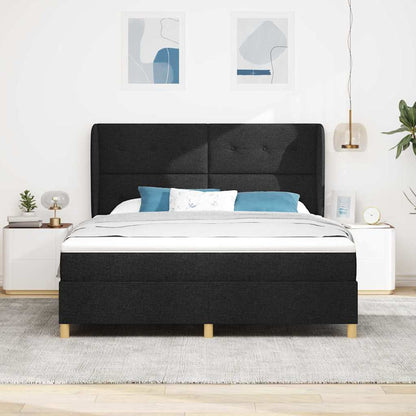 Letto a molle con materasso Nero 200 x 180 cm Tessuto