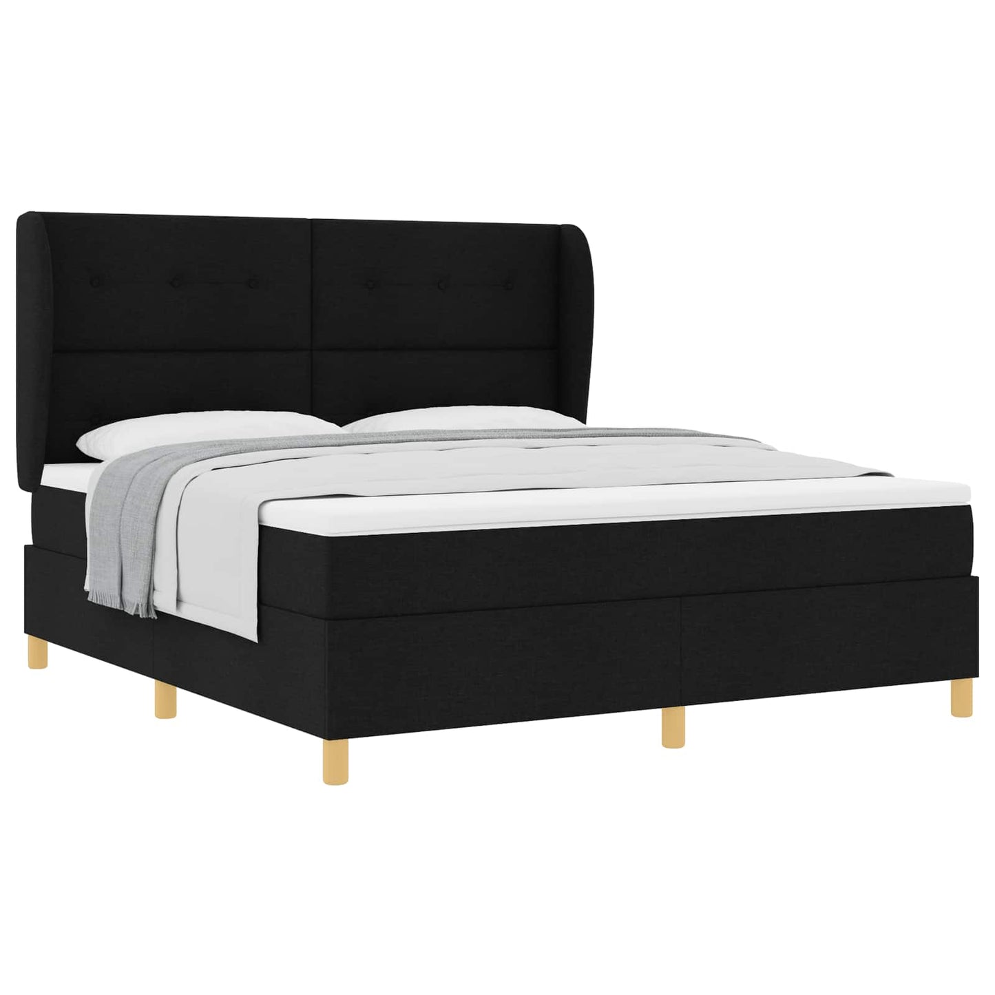 Letto a molle con materasso Nero 200 x 180 cm Tessuto
