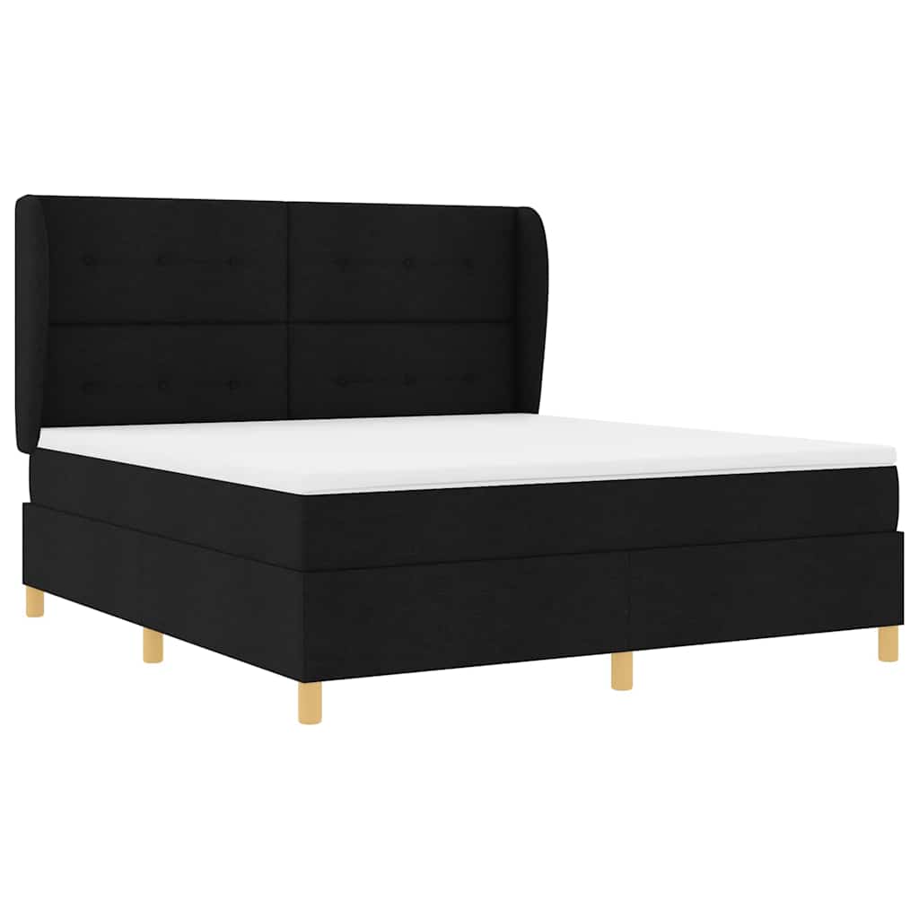 Letto a molle con materasso Nero 200 x 180 cm Tessuto