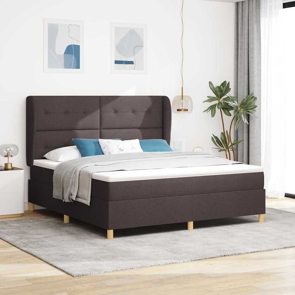 Letto a molle con materasso Marrone Scuro 200 x 180 cm Tessuto