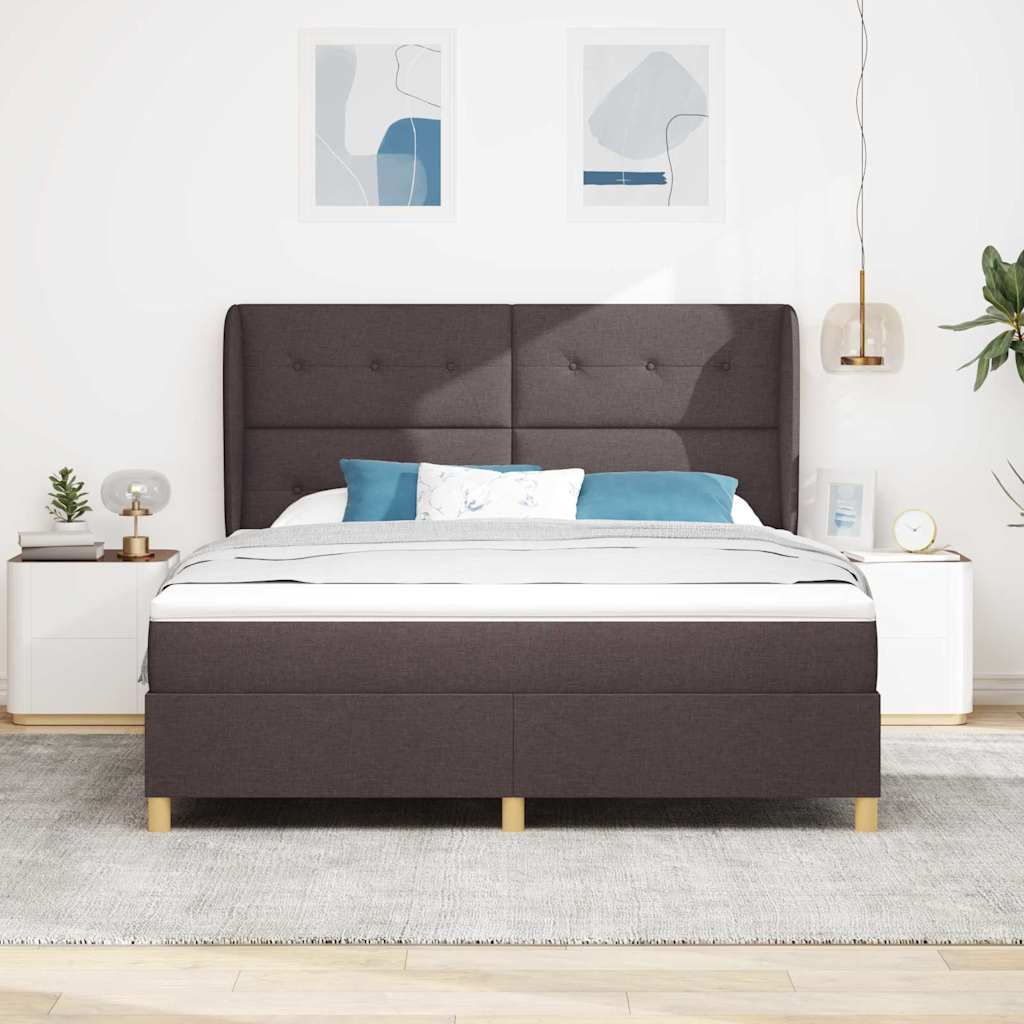 Letto a molle con materasso Marrone Scuro 200 x 180 cm Tessuto