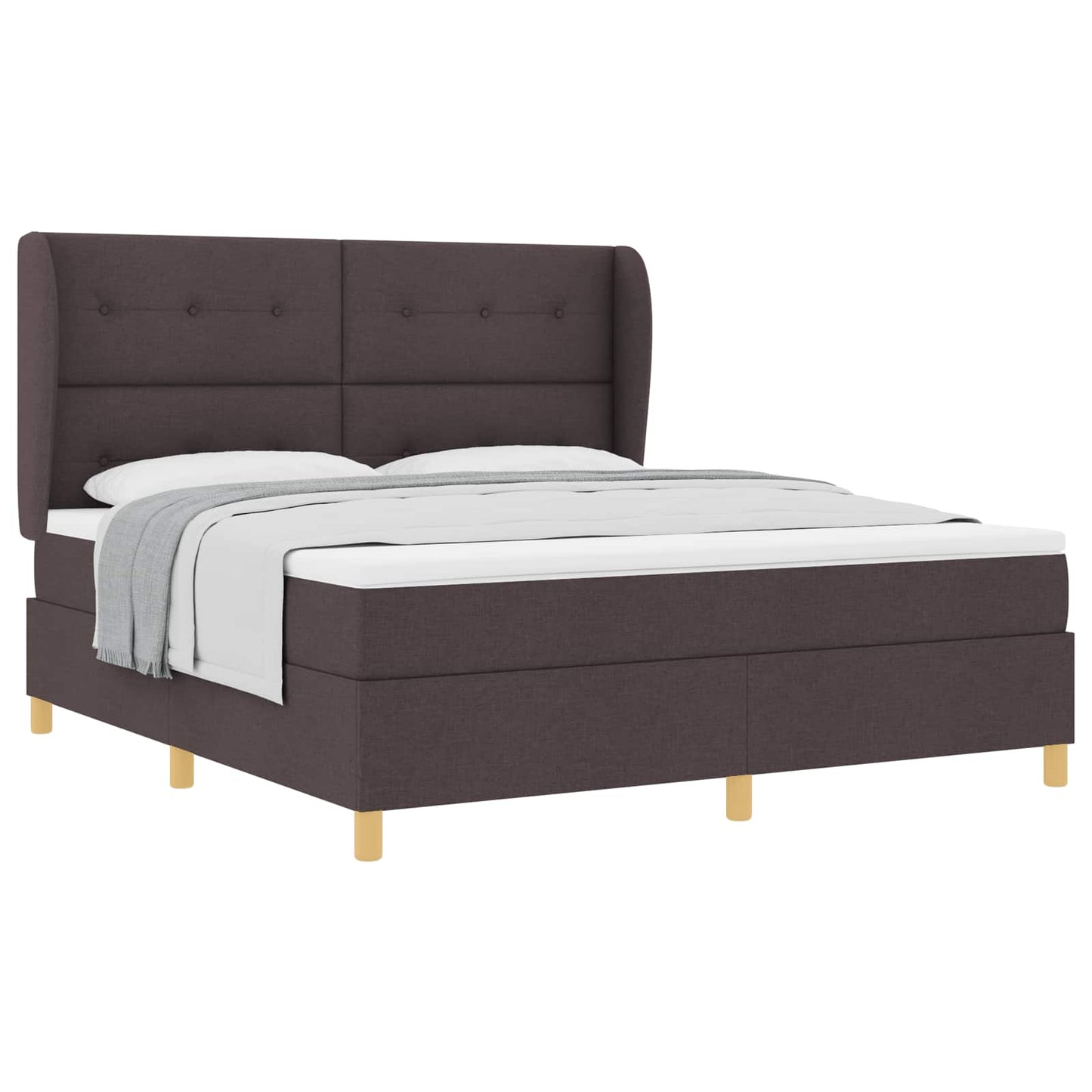 Letto a molle con materasso Marrone Scuro 200 x 180 cm Tessuto