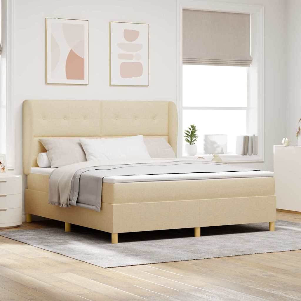 Letto a molle con materasso Crema 200 x 180 cm Tessuto